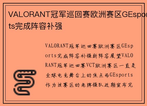 VALORANT冠军巡回赛欧洲赛区GEsports完成阵容补强