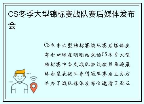 CS冬季大型锦标赛战队赛后媒体发布会